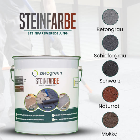 zerogreen® Steinfarbe | Beton- & Pflastersteinfarbe außen | 5L