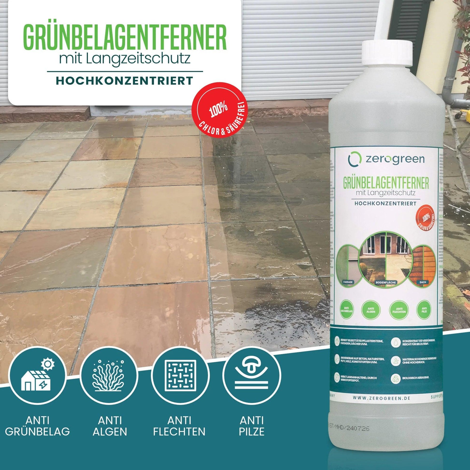 zerogreen® Grünbelagentferner mit Langzeitschutz - zerogreen