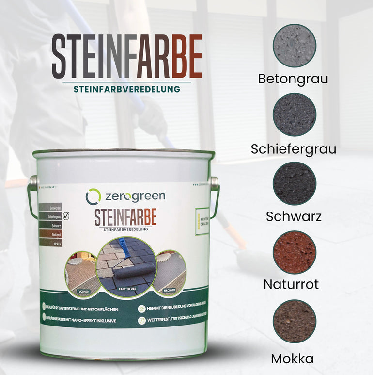 zerogreen® Steinfarbe | Beton- & Plastersteinfarbe außen | 5L