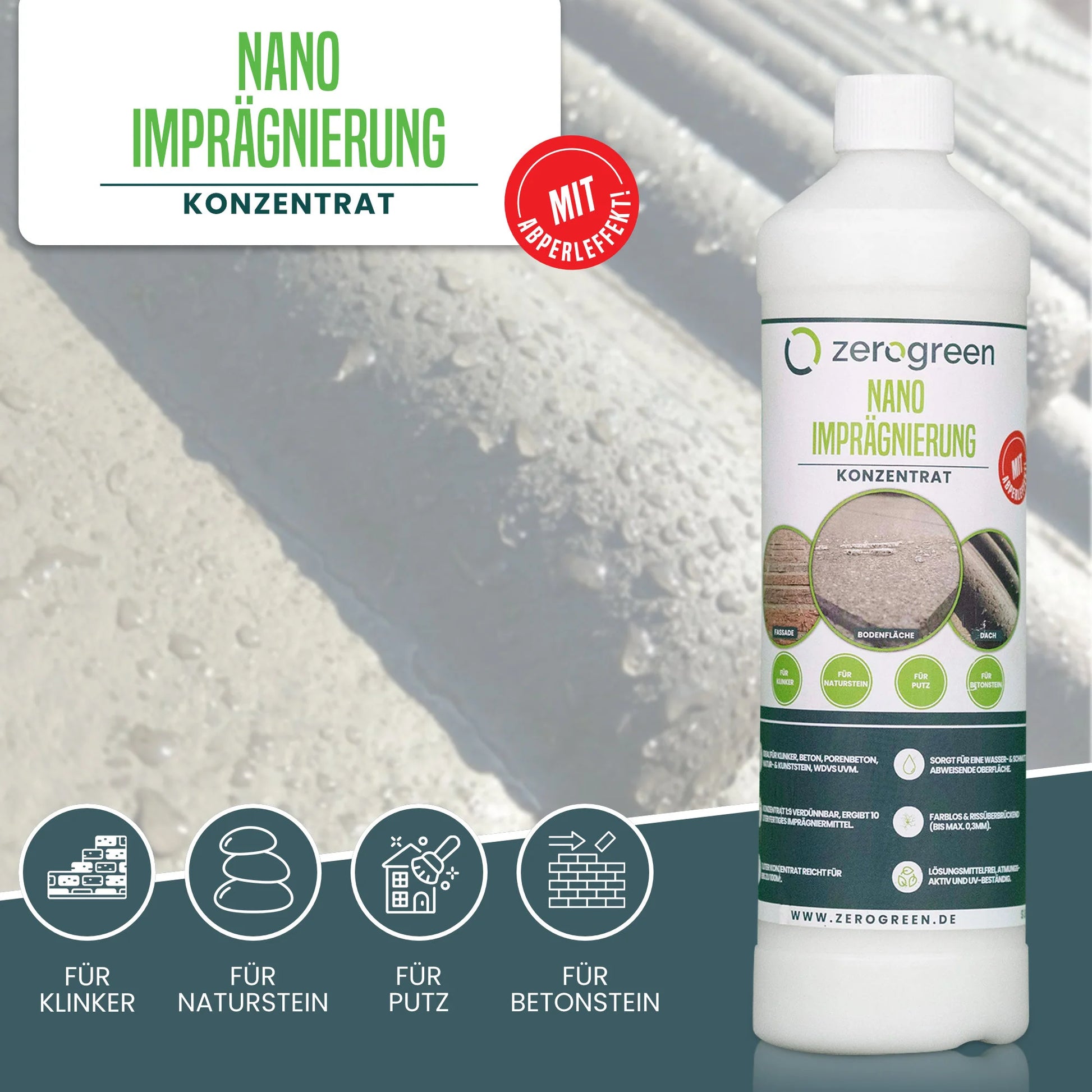 zerogreen® Nano-Imprägnierung | Für Beton, Stein & Fassade | Konzentrat