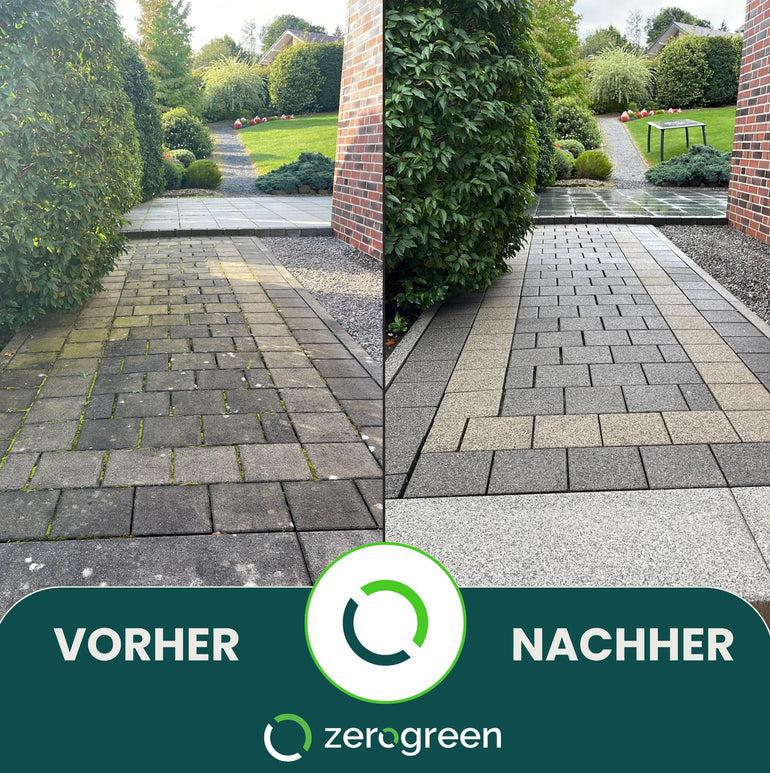 zerogreen® Grünbelagentferner Turbo | Anti Algen, Grünspan, Flechten mit Sofort-Effekt | Konzentrat