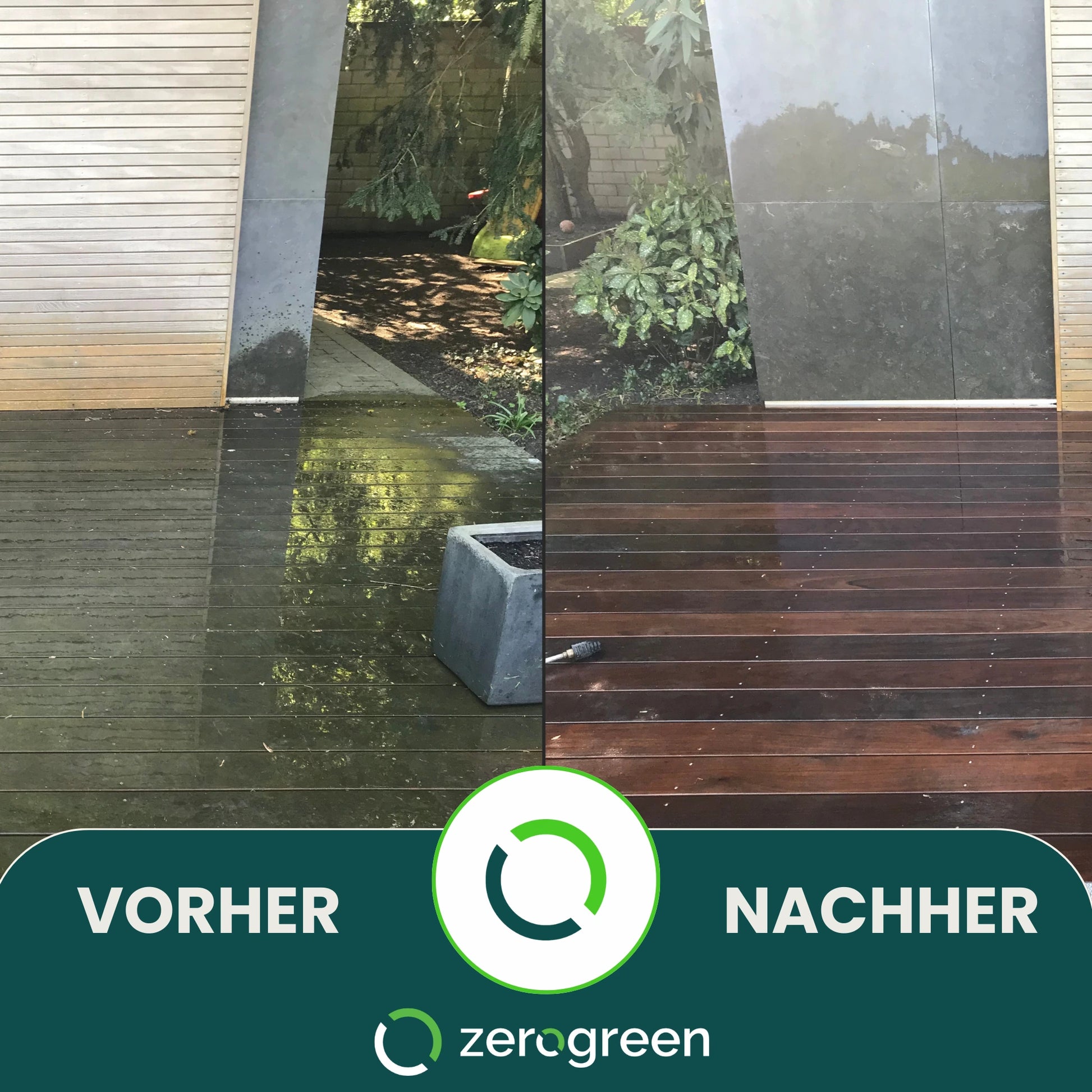 zerogreen® Grünbelagentferner Turbo | Anti Algen, Grünspan, Flechten mit Sofort-Effekt | Konzentrat