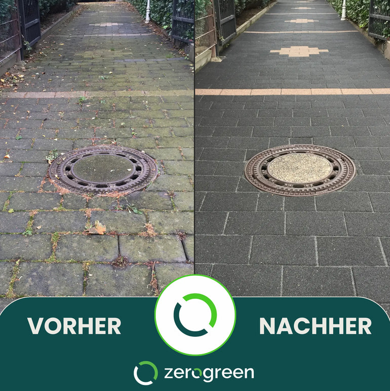 zerogreen® Grünbelagentferner Turbo | Anti Algen, Grünspan, Flechten mit Sofort-Effekt | Konzentrat