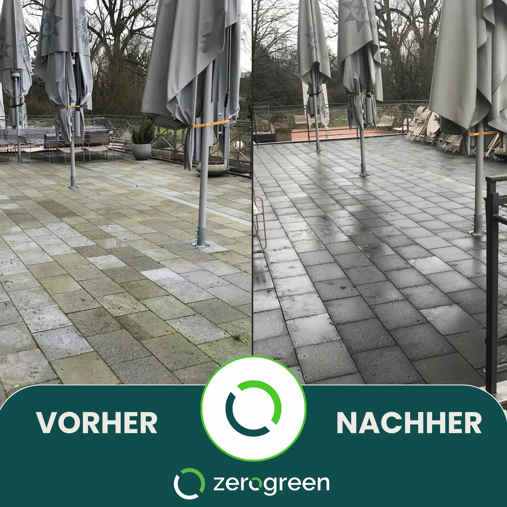 zerogreen® Grünbelagentferner Turbo | Anti Algen, Grünspan, Flechten mit Sofort-Effekt | Konzentrat