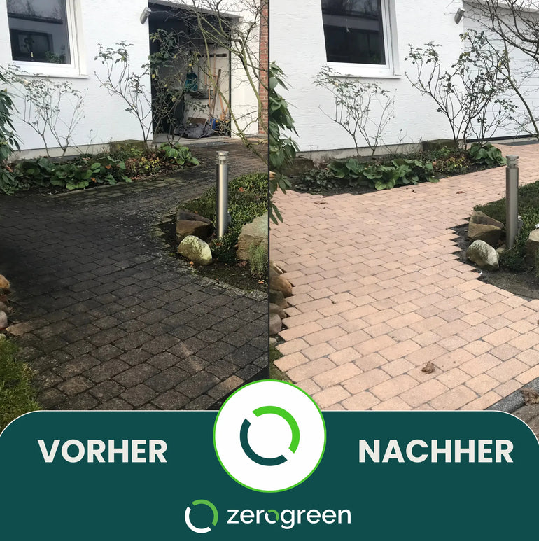 zerogreen® Grünbelagentferner Turbo | Anti Algen, Grünspan, Flechten mit Sofort-Effekt | Konzentrat