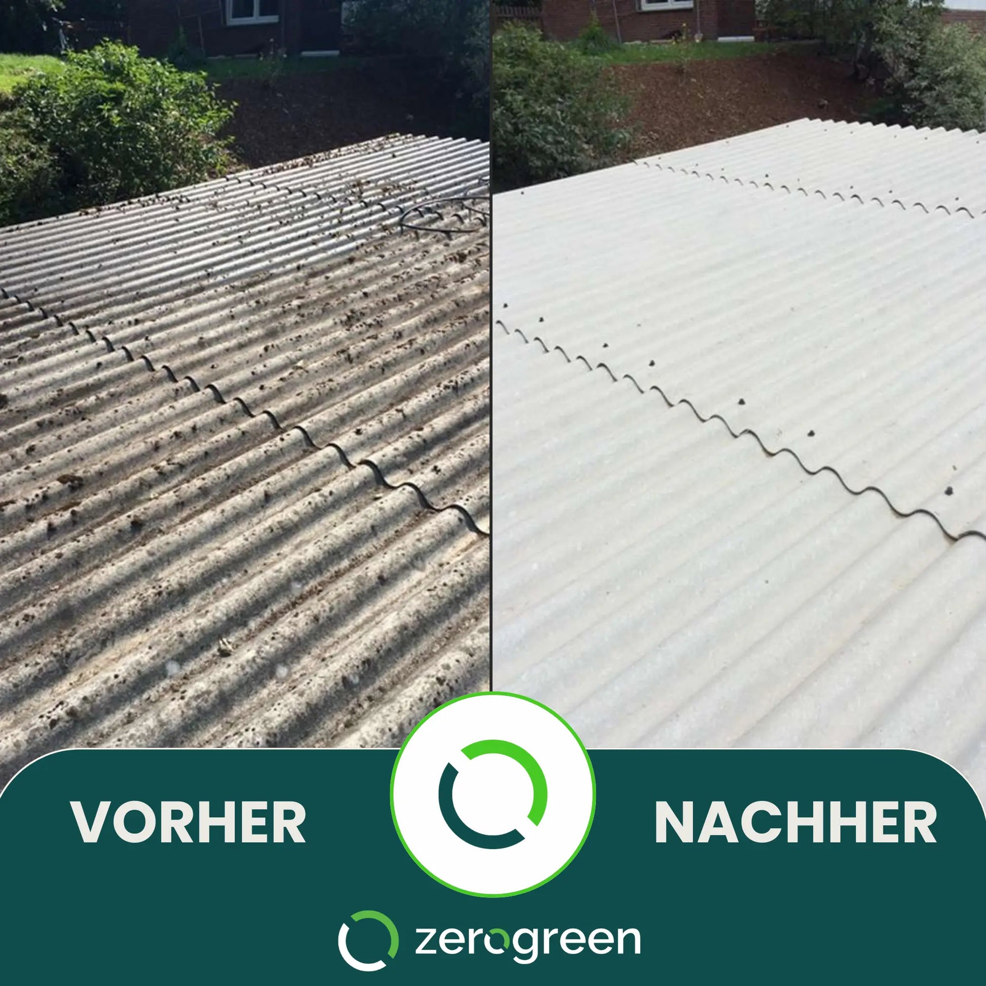 zerogreen® Grünbelagentferner Turbo | Anti Algen, Grünspan, Flechten mit Sofort-Effekt | Konzentrat