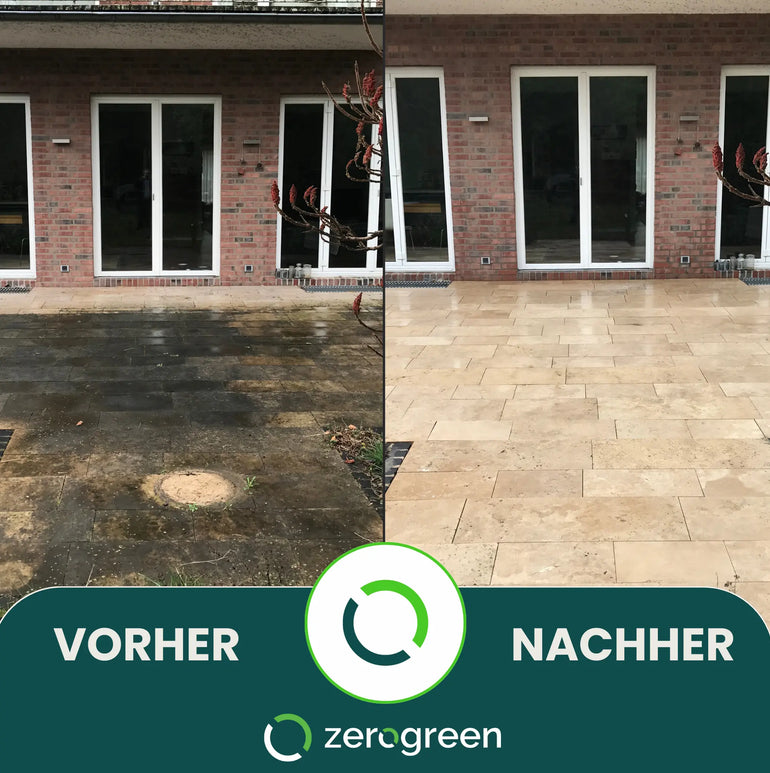 zerogreen® Grünbelagentferner mit Langzeitschutz | Anti Algen, Grünspan, Flechten | Konzentrat