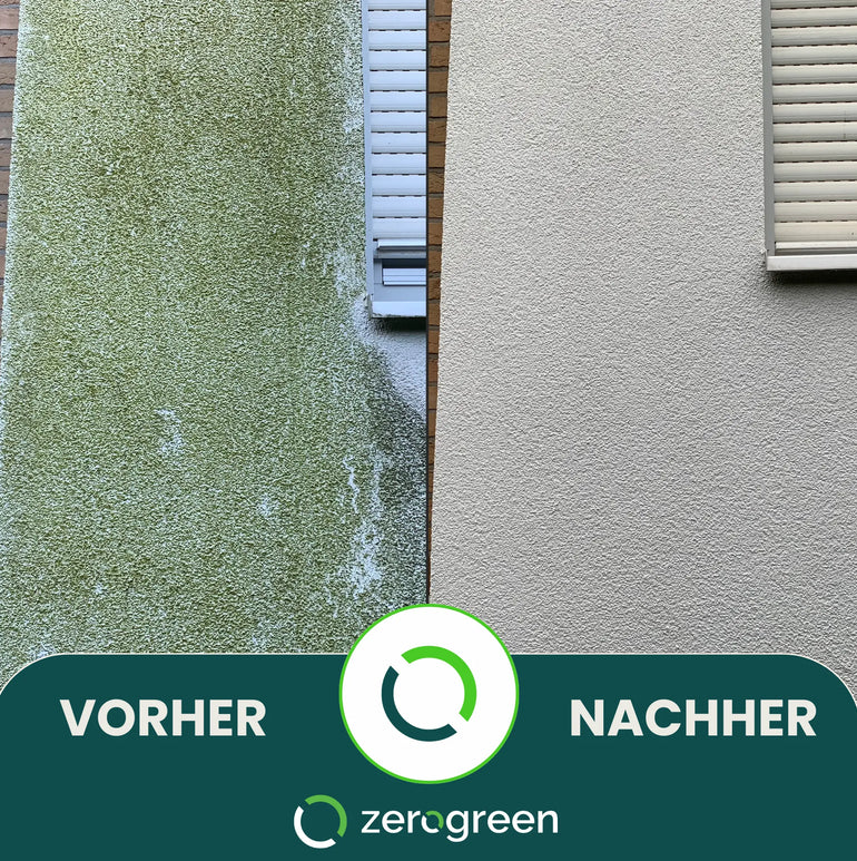 zerogreen® Grünbelagentferner mit Langzeitschutz | Anti Algen, Grünspan, Flechten | Konzentrat